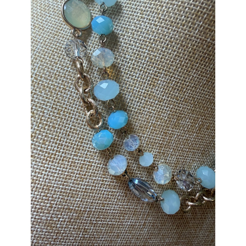 Boho Coastal Multi Strand Beaded Statement Necklace Loft - Picture 2 of 6